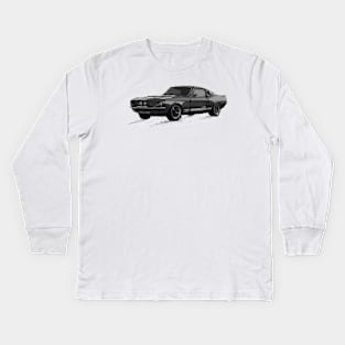 Classic Mustang Grey Kids Long Sleeve T-Shirt